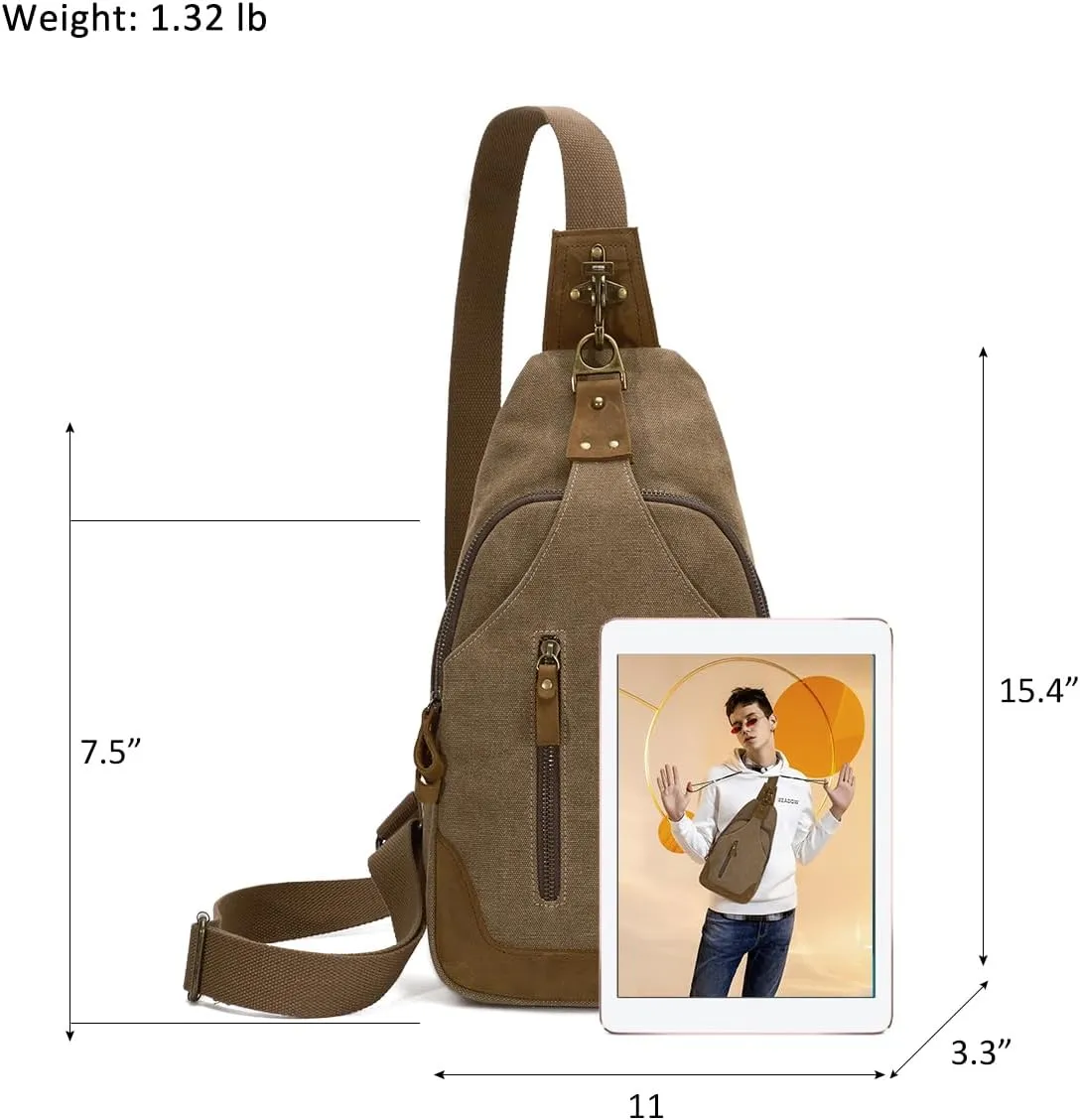 KL928 Canvas Sling Bag Crossbody Backpack Shoulder Casual Rucksack for Men Women