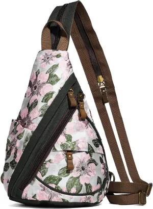 KL928 Canvas Sling Bag - Small Crossbody Backpack Shoulder Casual Daypack Rucksack for Men Women