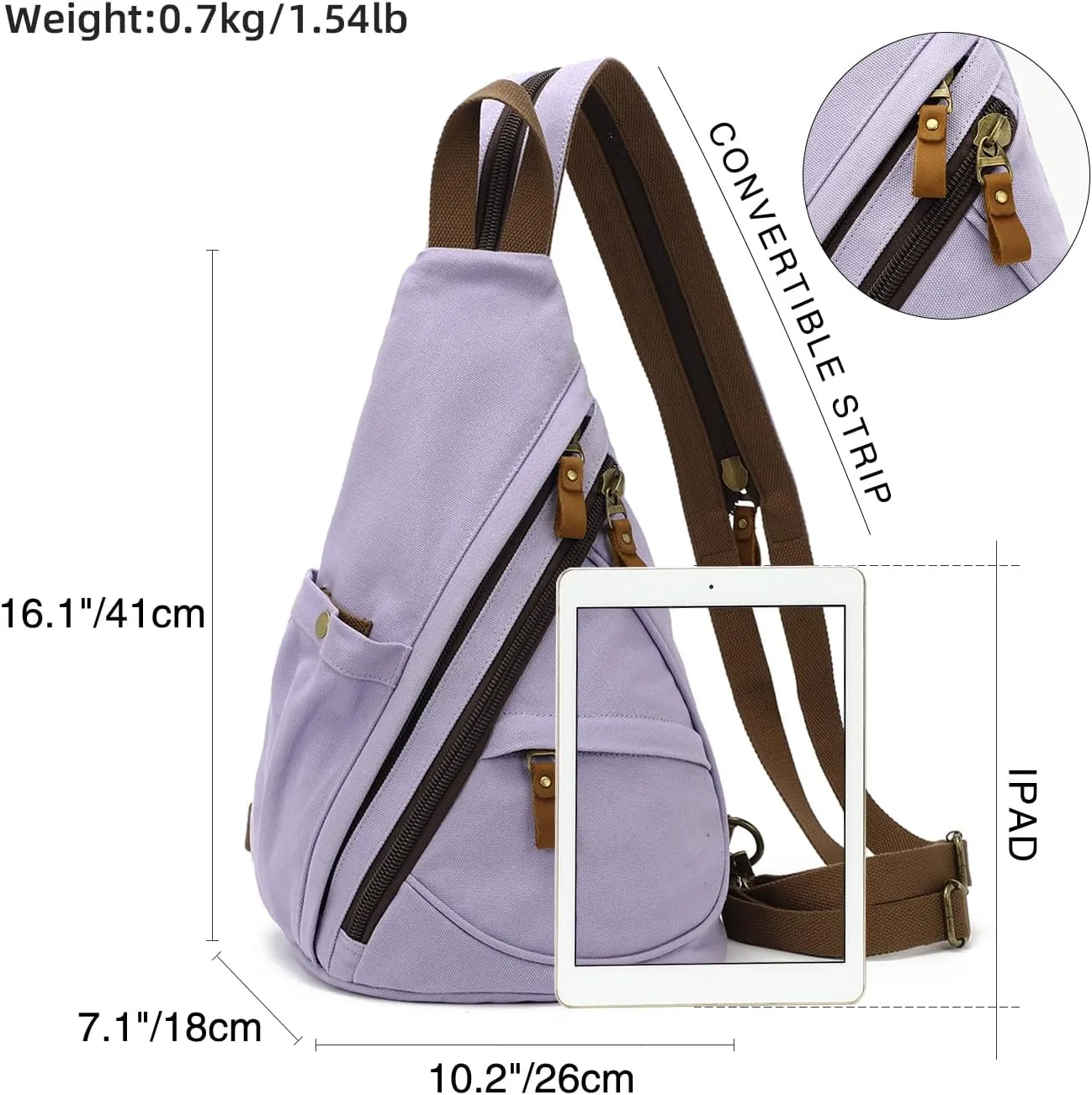 KL928 Canvas Sling Bag - Small Crossbody Backpack Shoulder Casual Daypack Rucksack for Men Women(Large Version)
