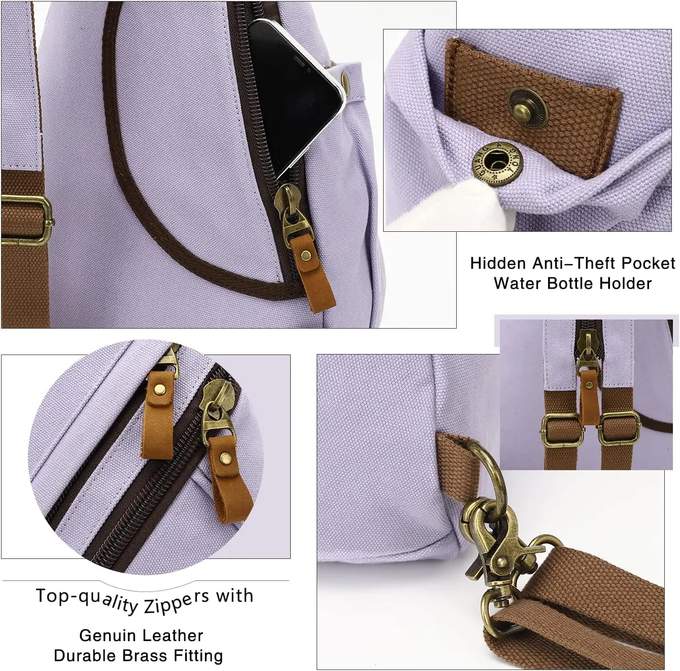 KL928 Canvas Sling Bag - Small Crossbody Backpack Shoulder Casual Daypack Rucksack for Men Women(Large Version)