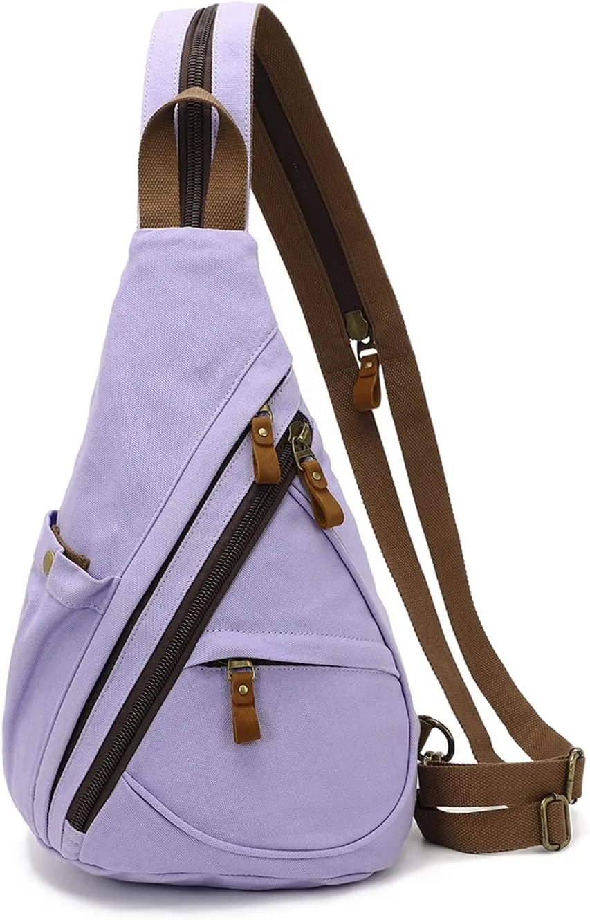 KL928 Canvas Sling Bag - Small Crossbody Backpack Shoulder Casual Daypack Rucksack for Men Women(Large Version)