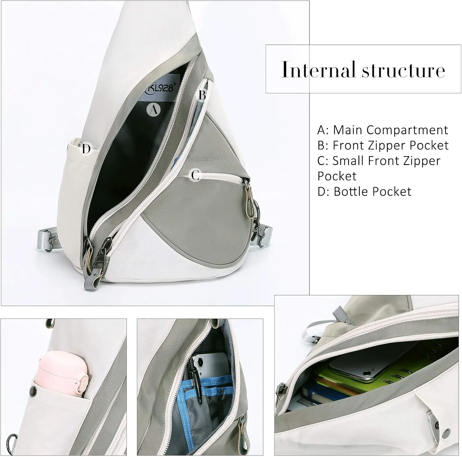 KL928 Nylon Sling Bag - Small Crossbody Backpack Shoulder Casual Daypack Multipurpose Rucksack for Men Women