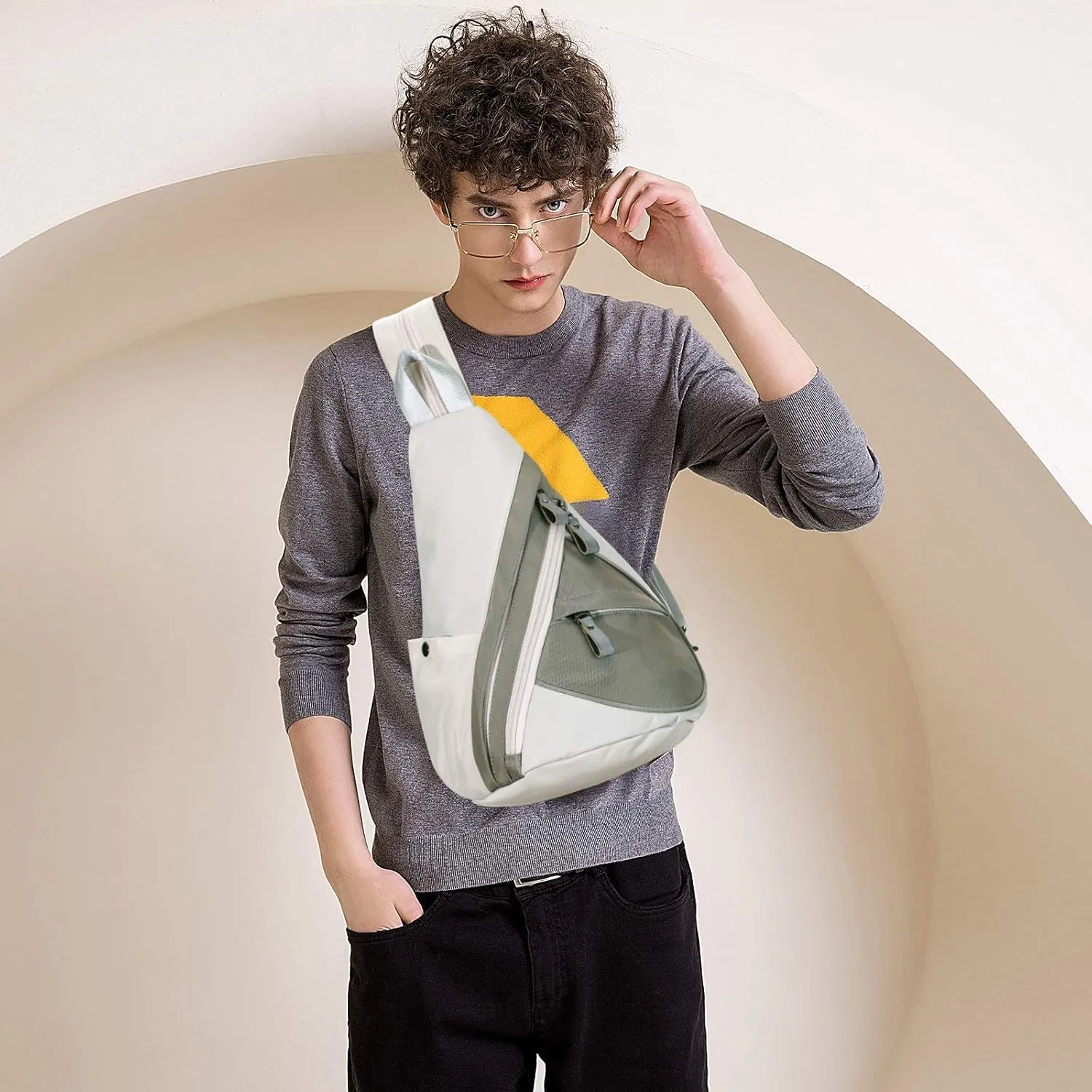 KL928 Nylon Sling Bag - Small Crossbody Backpack Shoulder Casual Daypack Multipurpose Rucksack for Men Women