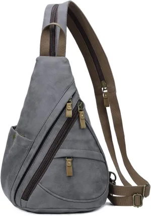 KL928 PU Leather Sling Bag - Small Crossbody Backpack Shoulder Casual Daypack Rucksack for Men Women
