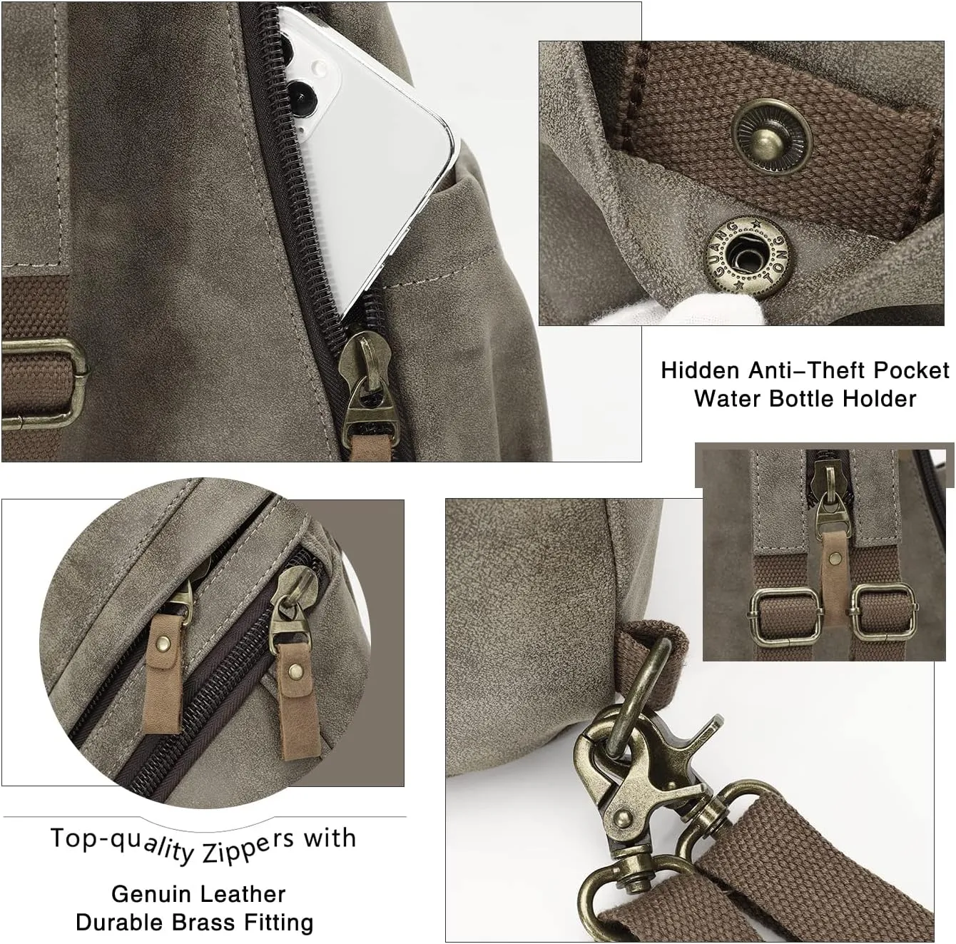 KL928 PU Leather Sling Bag - Small Crossbody Backpack Shoulder Casual Daypack Rucksack for Men Women
