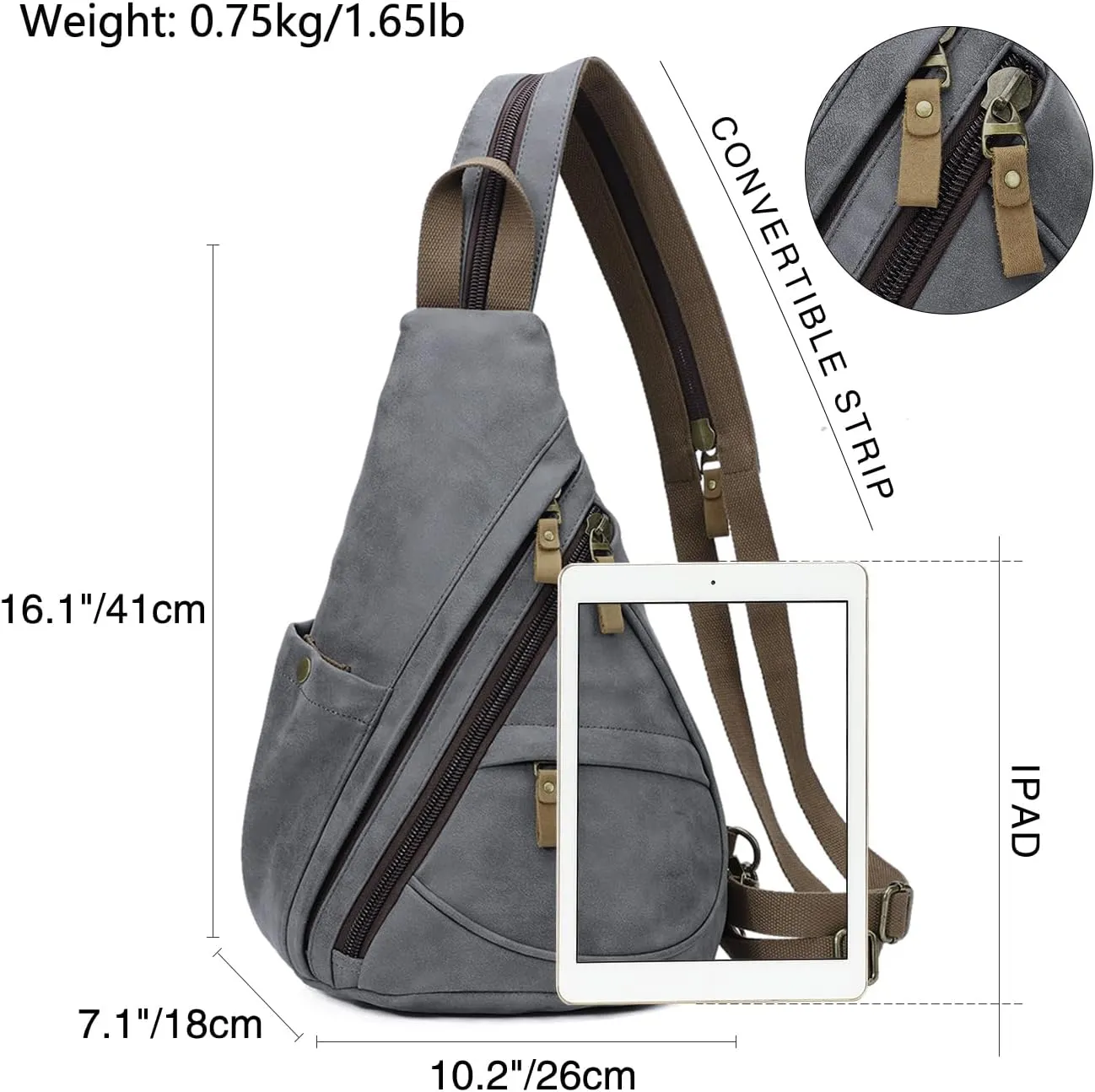 KL928 PU Leather Sling Bag - Small Crossbody Backpack Shoulder Casual Daypack Rucksack for Men Women
