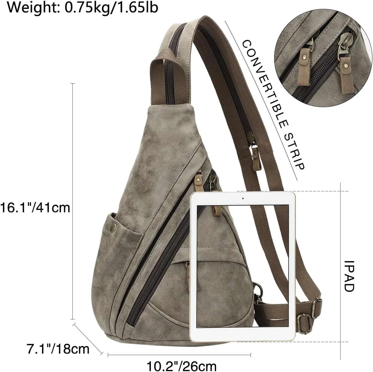KL928 PU Leather Sling Bag - Small Crossbody Backpack Shoulder Casual Daypack Rucksack for Men Women