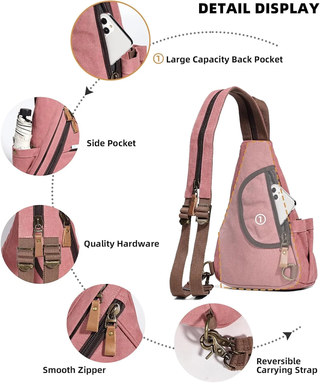 KL928 Sling Bag - Small Crossbody Backpack Shoulder Casual Daypack Rucksack for Men Women