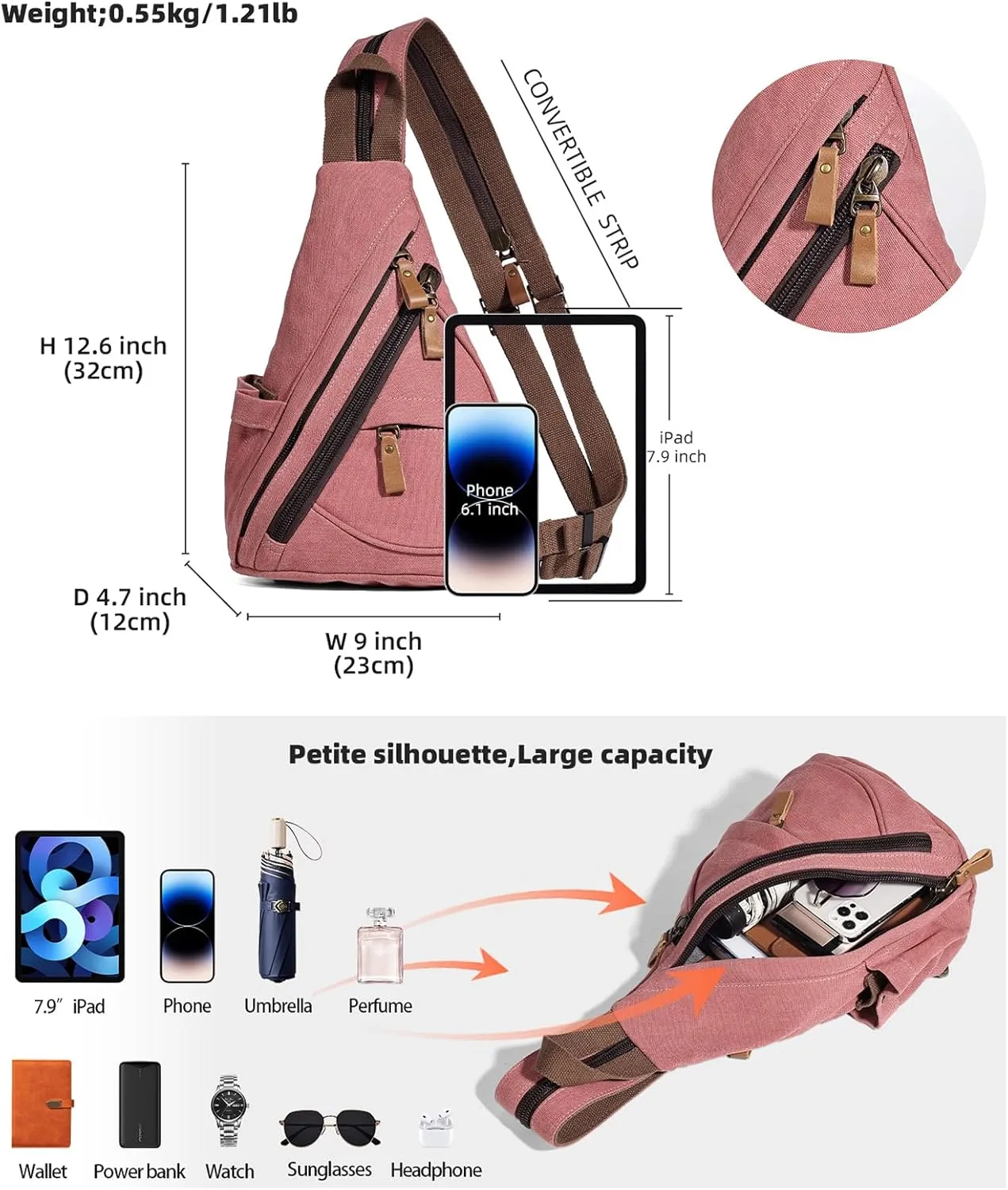 KL928 Sling Bag - Small Crossbody Backpack Shoulder Casual Daypack Rucksack for Men Women