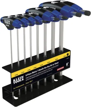 Klein Tools JTH68M T-Handle Hex Key Set, Metric Sizes Allen Wrench Set with 6-Inch Blades, Stand Included, 8-Piece