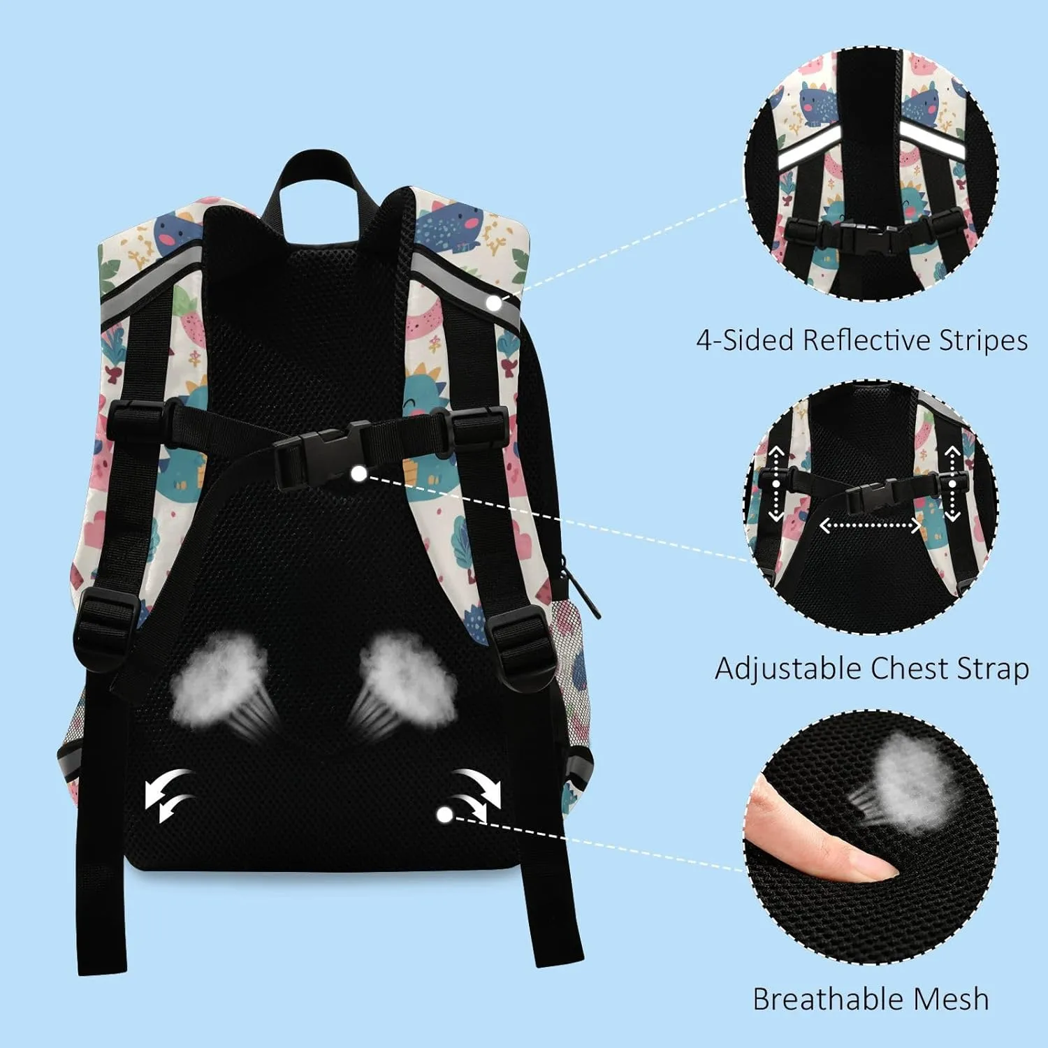 KLL Elementary Backpack for Girls Cute Water Resistant Book Bag for School Travel Back Pack, Cute Cartoon Alligator