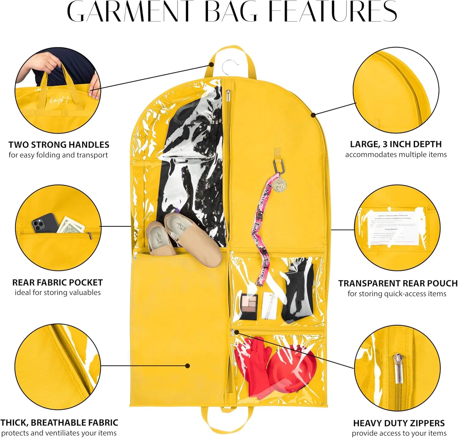 Knight Bag Company- 40 inch Garment Bag with PVC Pouches