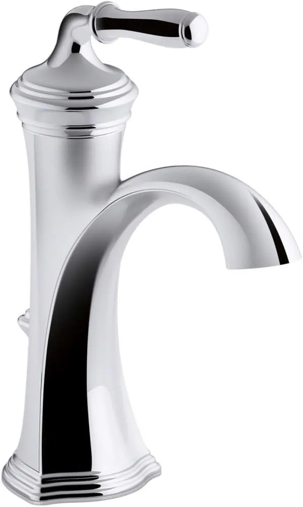 KOHLER Devonshire K-193-4-CP Single Handle Single Hole or Centerset Bathroom Sink Faucet with Metal Drain Assembly in Polished Chrome