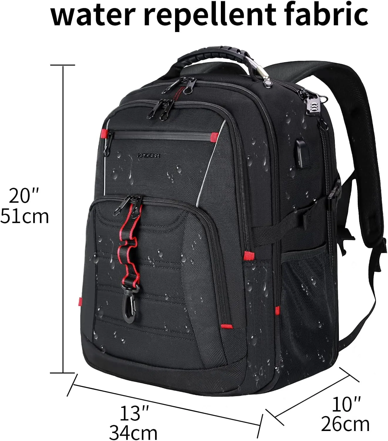 KROSER Travel Laptop Backpack 18.4 inch XXXL Computer Backpack Stylish College Backpack with RFID Pockets USB Charging Port REFLECTIVE STRIPS Water-Repellent Day pack for Business/Men