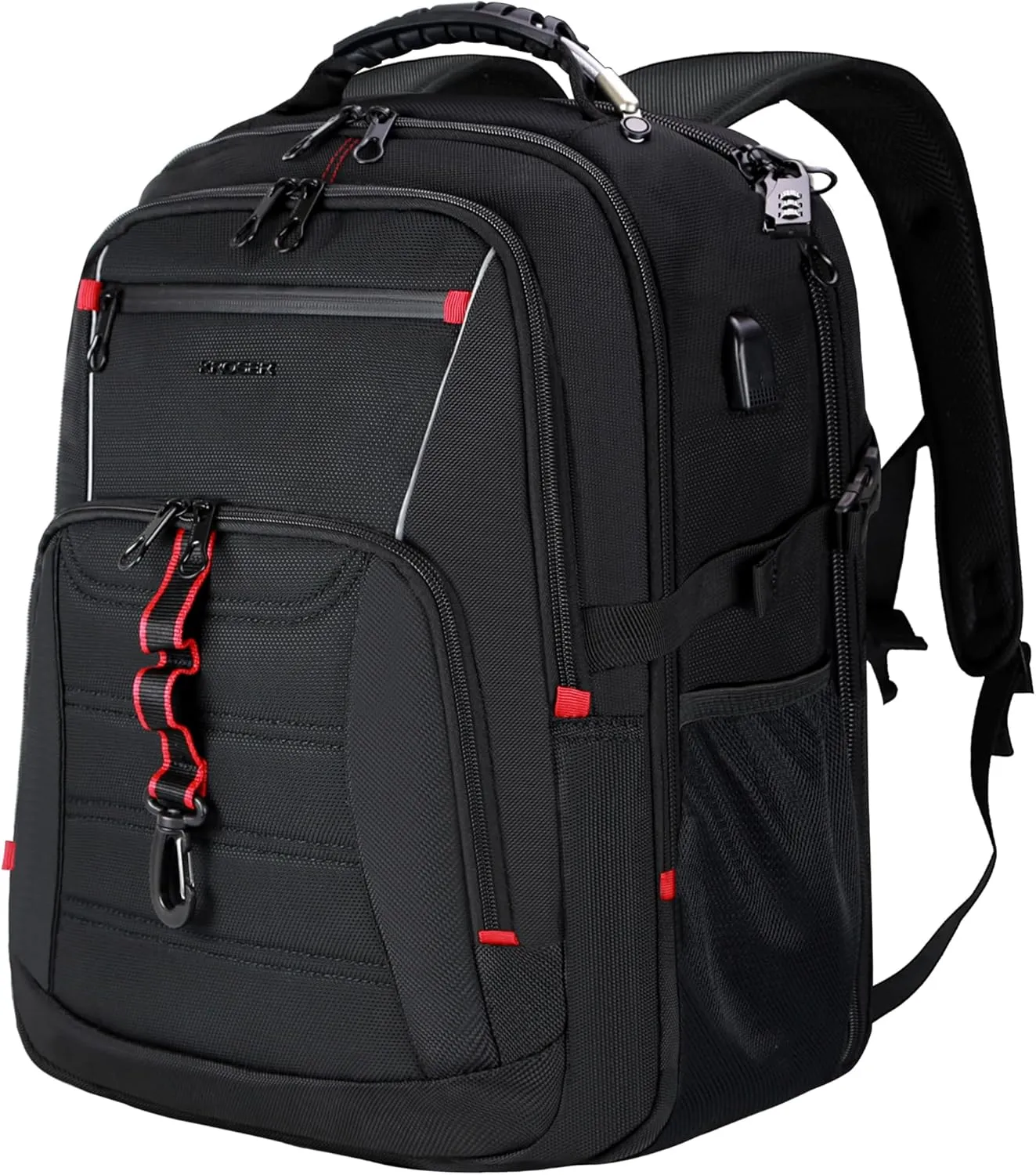 KROSER Travel Laptop Backpack 18.4 inch XXXL Computer Backpack Stylish College Backpack with RFID Pockets USB Charging Port REFLECTIVE STRIPS Water-Repellent Day pack for Business/Men