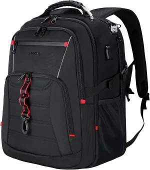 KROSER Travel Laptop Backpack 18.4 inch XXXL Computer Backpack Stylish College Backpack with RFID Pockets USB Charging Port REFLECTIVE STRIPS Water-Repellent Day pack for Business/Men
