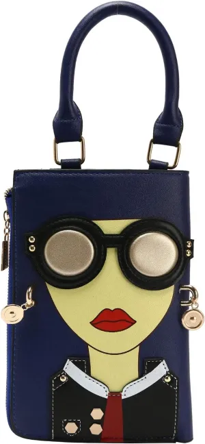 KUANG! Women Novelty Lady Face Shoulder Bags Funky PU Leather Top Handle Satchel Handbags Clutch Purse for Women