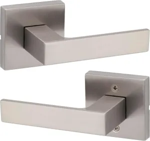 Kwikset Singapore Interior Passage Door Handle, Lever For Closet and Hallway Doors, Reversible Non-Locking Handle Lever, Satin Nickel, with Microban Protection