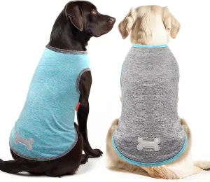 KYEESE 2 Pack Dog Shirts for Large Dogs Quick Dry Breathable Stretchy Sun Protection Pet T-Shirts with Reflective Label Tank Top Sleeveless Vest Dog Clothes, Grey Blue, 3XL