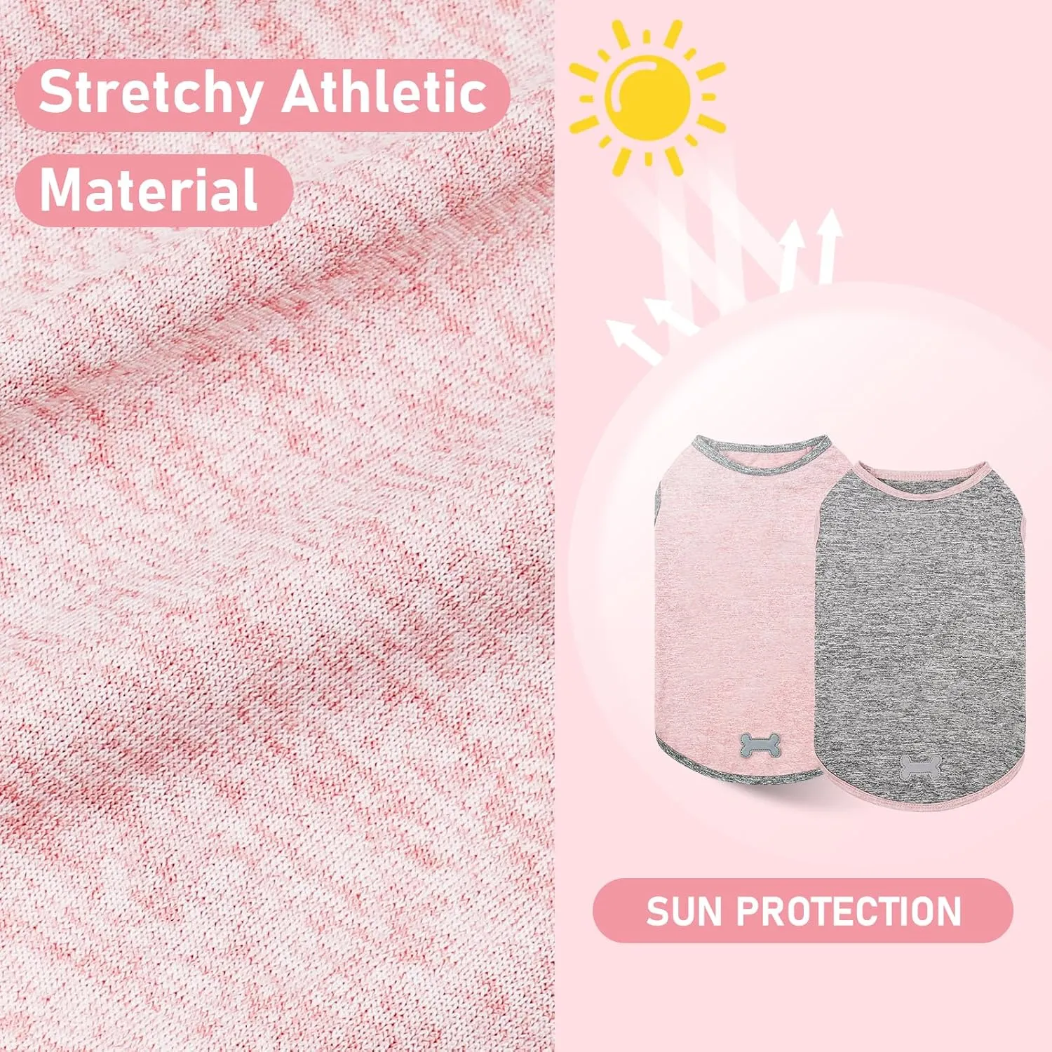 KYEESE 2Pack Dog Shirts Sun Protection Quick Dry Dog T Shirt Soft Tank Top with Reflective Label Stretchy Sleeveless Pet Vest Lightweight Pet Clothes, XXX-Large