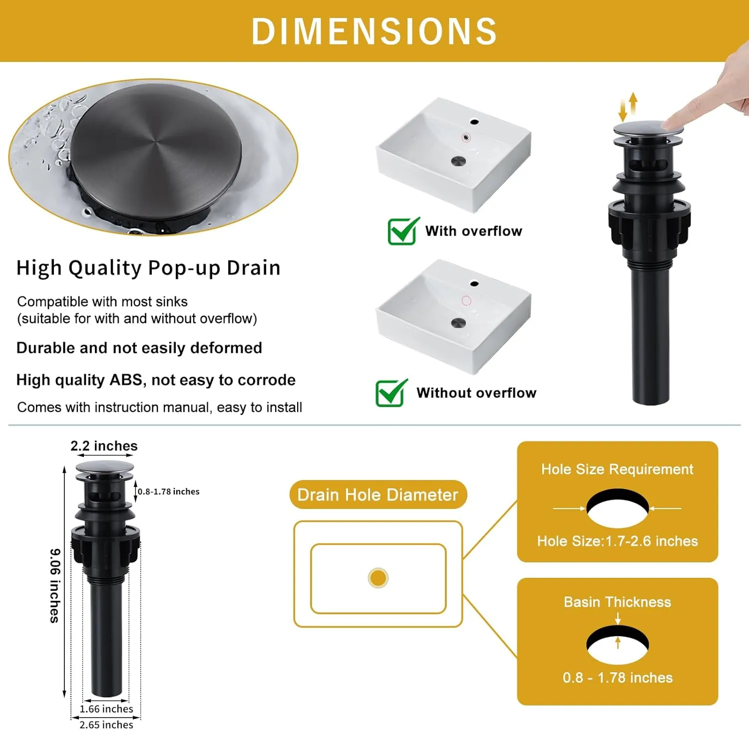 KZH Waterfall Bathroom Faucet, Gunmetal Grey Modern Single Handle Bathroom Faucets for 1 or 3 Hole Bathroom Sink Faucet Mixer Tap Washbasin Faucet with 6 Inch Deck Plate & Hose & Pop-up Drain