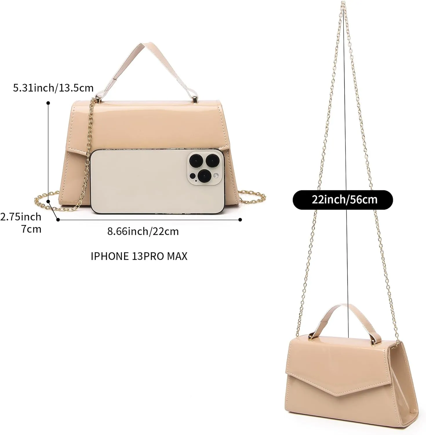 Labair Women's Evening Handbag Patent Leather Purse Wedding Party Bridal Handbag.