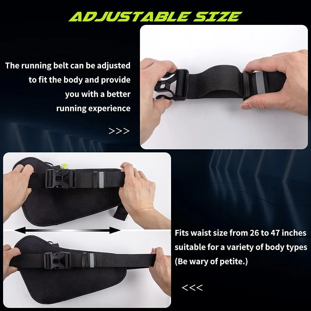 Labeol Running Belt with Water Bottles, Adjustable 2 Zipper Pockets Running Waist Pack Hydration Bag for Men and Women, Fanny Pack with Water Bottles for Hiking Climbing Jogging (Green)