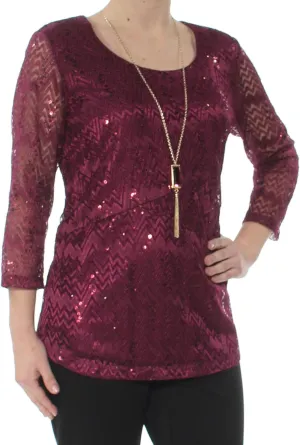 Lace Sequined Top Wine S