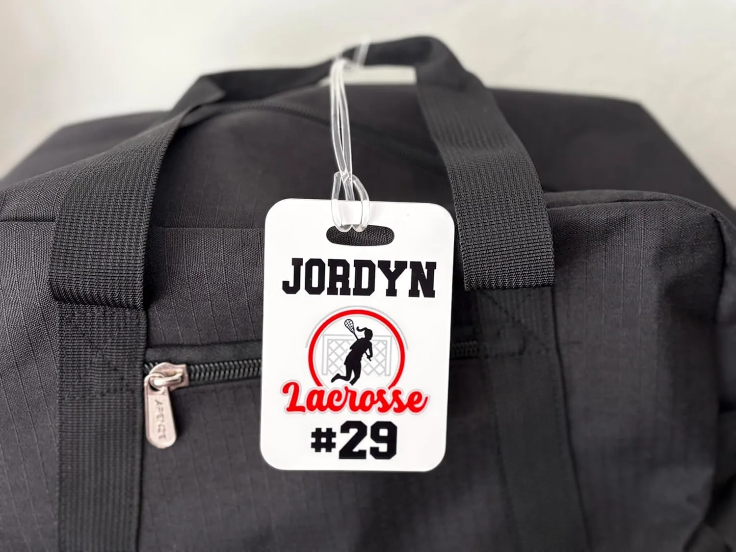 Lacrosse Gifts for Girls Team, Personalized Name Bag Tag, Teen Player Birthday Present Idea (Red)
