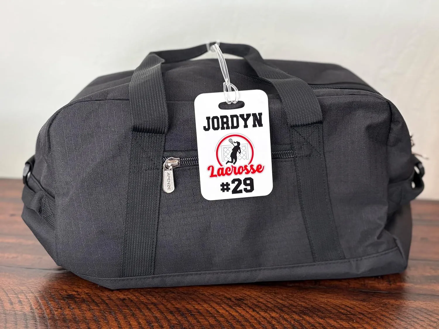 Lacrosse Gifts for Girls Team, Personalized Name Bag Tag, Teen Player Birthday Present Idea (Red)