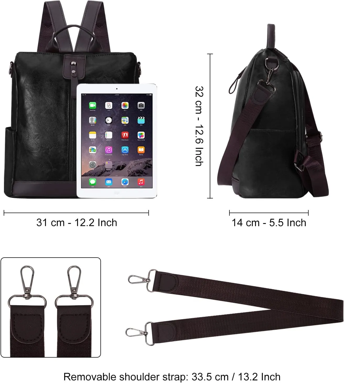 Ladies Anti-Theft Leather Backpack Women Vintage Shoulder Bag Travel Rucksack Womens Casual Daypacks Working Bags Multi Pocket Soft Leather Lightweight 20L