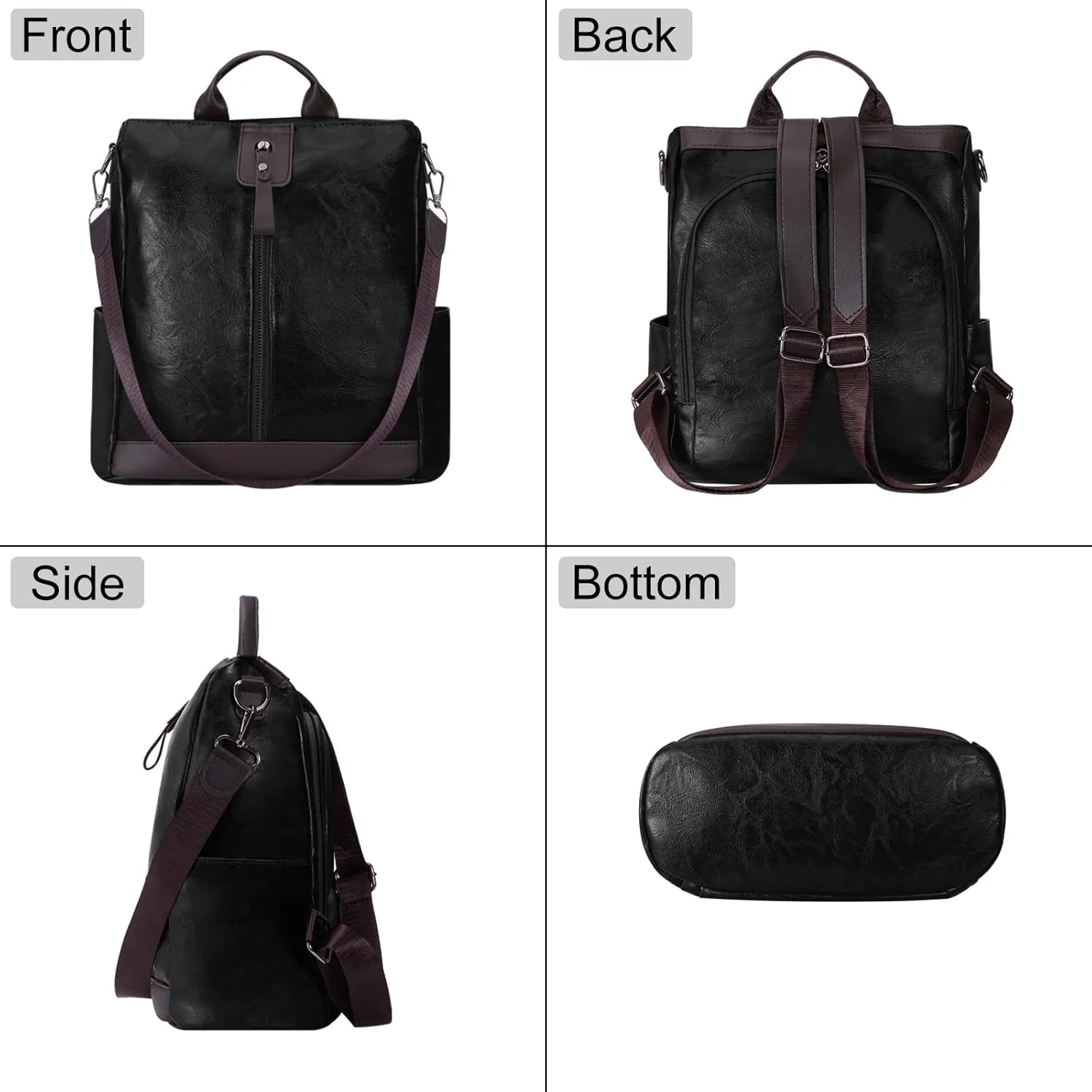Ladies Anti-Theft Leather Backpack Women Vintage Shoulder Bag Travel Rucksack Womens Casual Daypacks Working Bags Multi Pocket Soft Leather Lightweight 20L