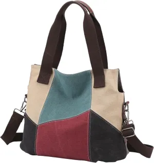 LAKE OF FIRE Women's Canvas Handbags Tote Purse for Work,Medium Casual Multi Pocket Crossbody Tote Bag with Shoulder Strap