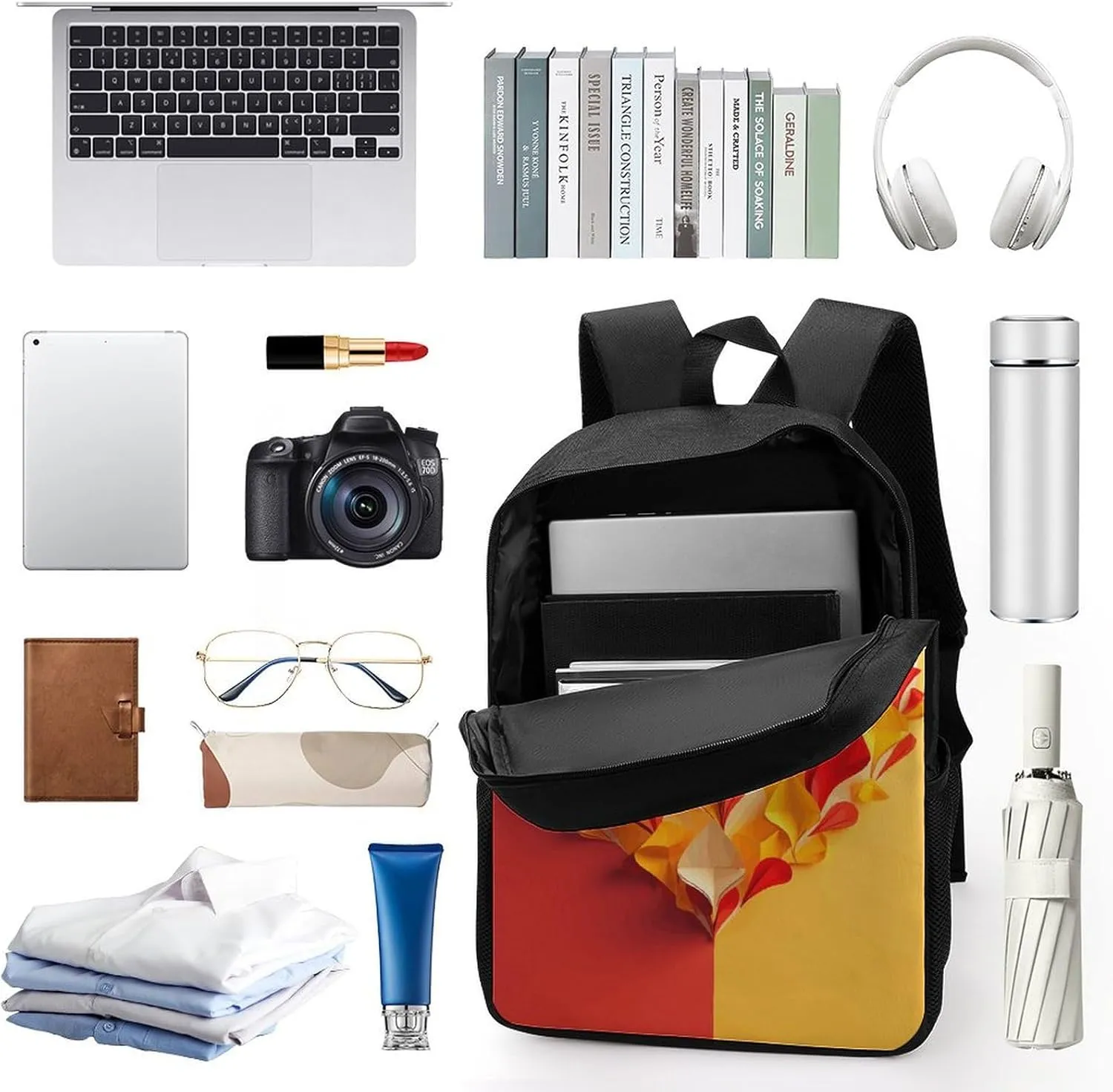 Laptop Backpack for Men Women Daypack Yellow And Red Computer Bag Travel Backpacks Laptop Bag