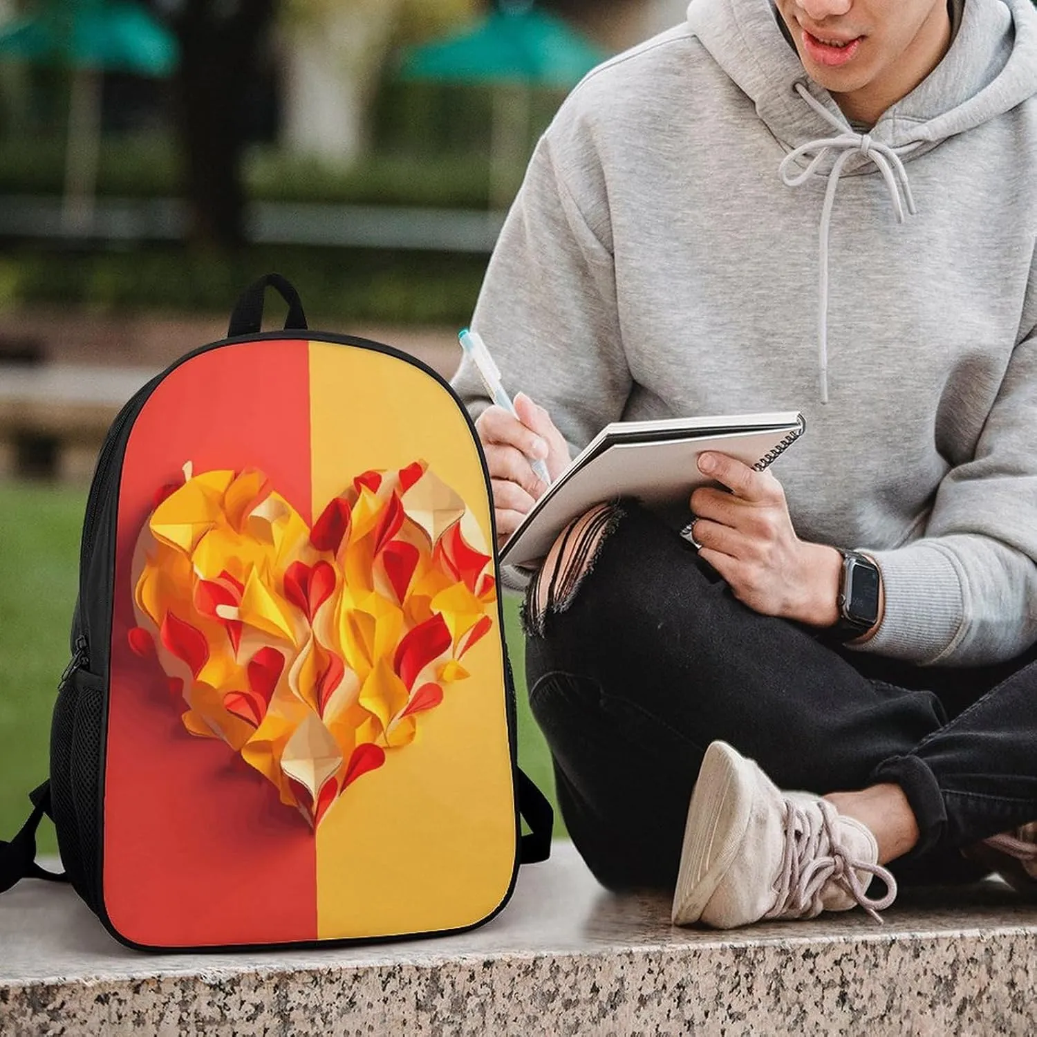 Laptop Backpack for Men Women Daypack Yellow And Red Computer Bag Travel Backpacks Laptop Bag