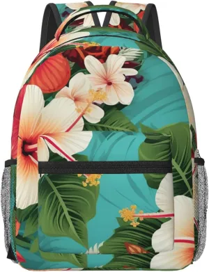 Laptop Backpack for Men Women Lightweight Travel Backpack Hawaiian flowers Daypack Laptop Bag for Travel