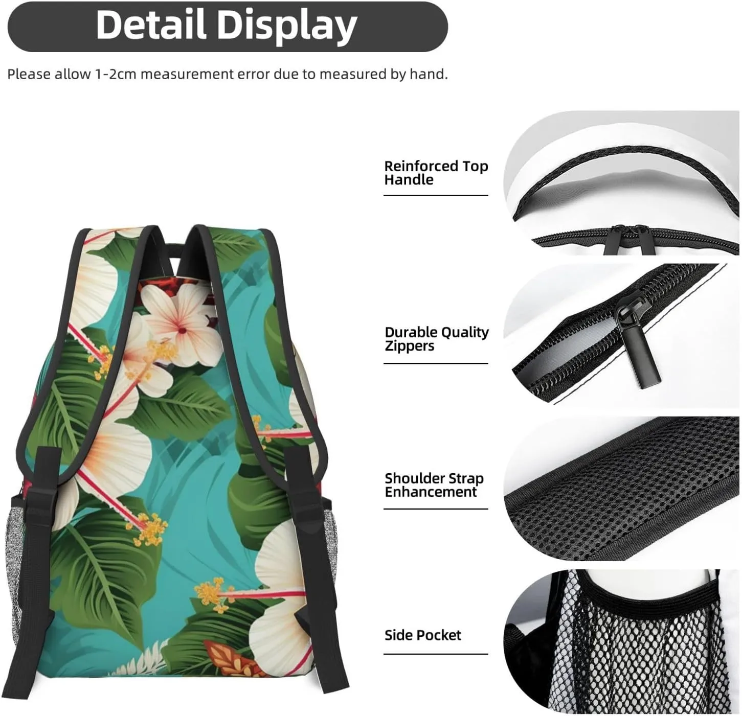 Laptop Backpack for Men Women Lightweight Travel Backpack Hawaiian flowers Daypack Laptop Bag for Travel