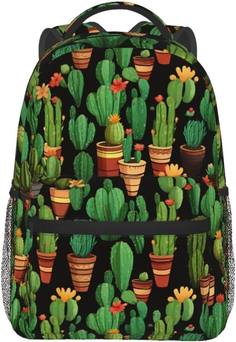 Laptop Backpack for Men Women Lightweight Travel Daypack Cactus Pattern Backpack Rucksack for Work