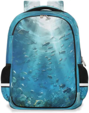 Laptop Backpack for Women Men Seabed Animal Backpack for Travel Large Lightweight Back Pack Bookbag Waterproof Daypack Travel Backpack with Multiple Pockets