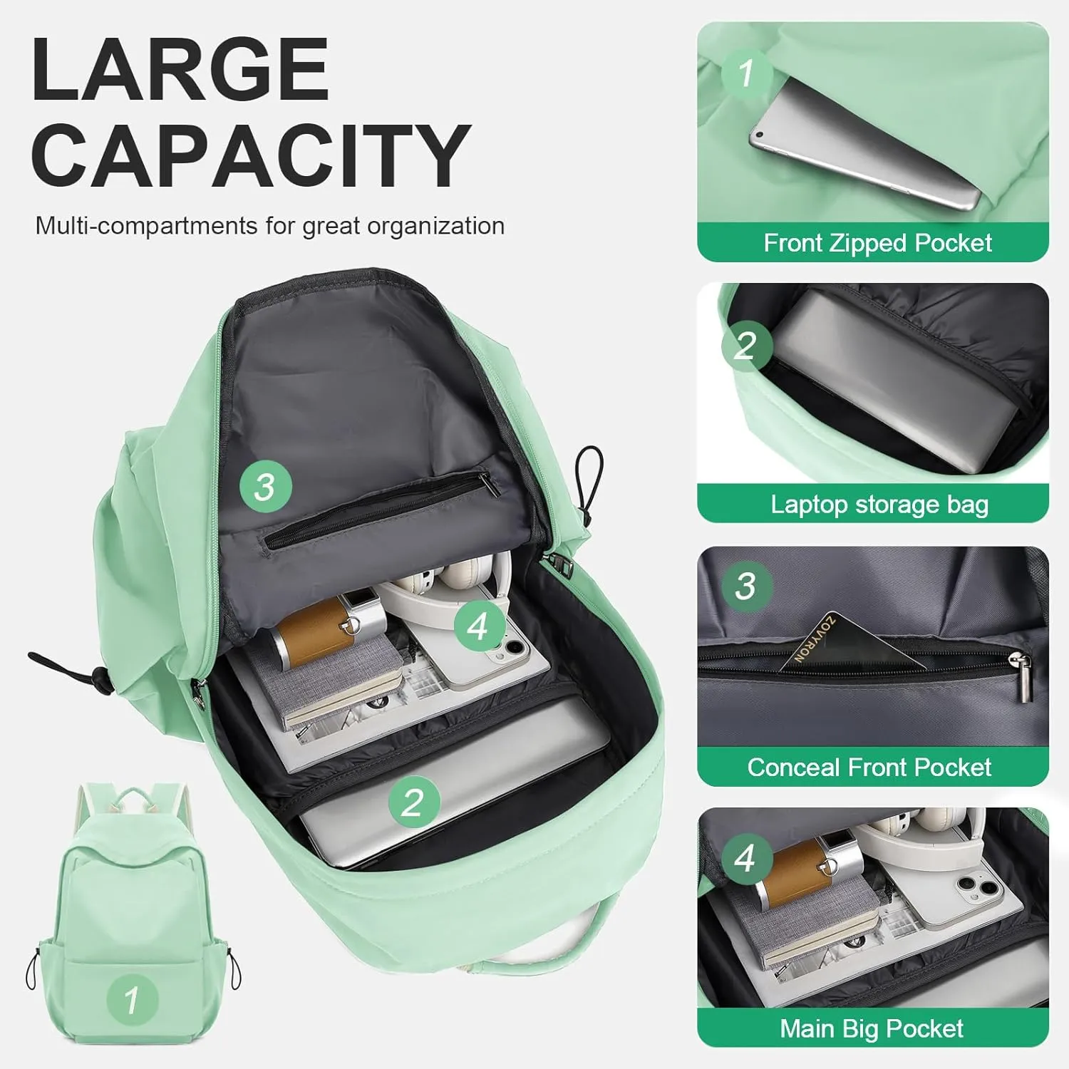Laptop Backpack for Work, College, Travel, Lightweight Waterproof Daily Backpacks for Men Women, Sport Rucksack Computer Bag Fits 15.6 Inch Notebook
