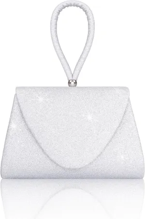 Larcenciel Women's Evening Handbags, Glitter Sequin Evening Purse w/Chain, Ladies Top-Handle Clutch Party Bag,7.9x5.3x1.6in