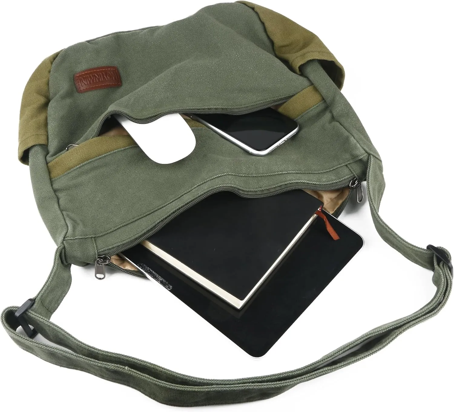 Large Canvas Messenger Bag with Multiple Pockets for Men and Women, Crossbody Shoulder Tote Hobo Laptop Bag