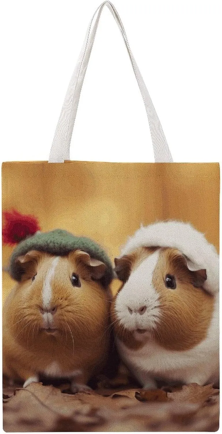 Large Canvas Shopping Bag,Cute Guinea Pigs Print Cotton Tote Bag,practical Large Capacity Tote Bag,ladies Tote Bag
