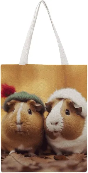 Large Canvas Shopping Bag,Cute Guinea Pigs Print Cotton Tote Bag,practical Large Capacity Tote Bag,ladies Tote Bag