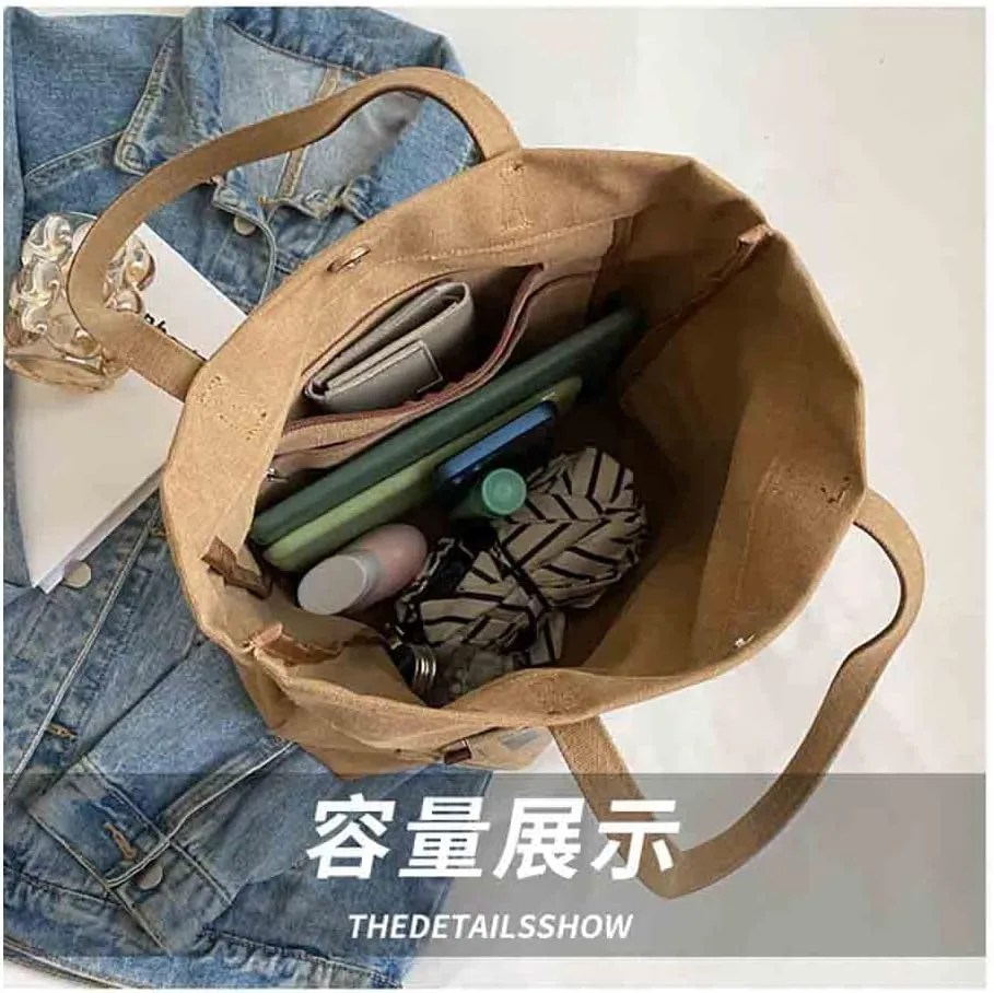 Large Canvas tote bag Crossbody Retro Shoulder Bag Aesthetic Tote Large Handbags Fairy Hobo Bags (black)