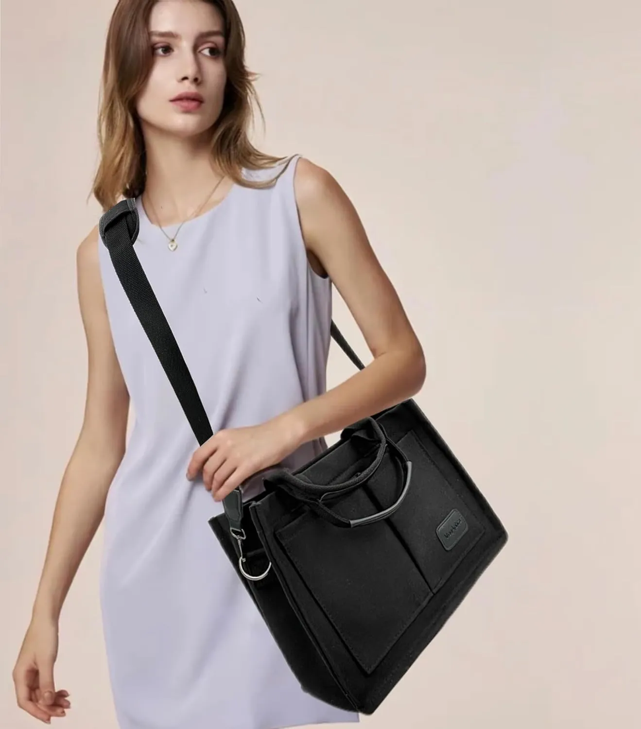 Large Canvas Tote Bag for Women Work Tote Bags with Pockets Laptop Crossbody Purses Everyday Bag Handbags for Travel