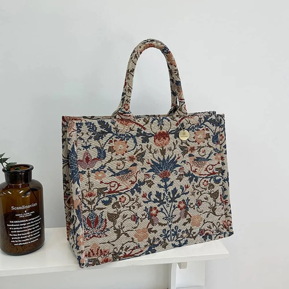 Large Canvas Tote Bag Purse for Women,Laptop Tote Bag with Pockets,Retro Emb Shoulder Handbags,Big Tote Bag Teacher Aesthetic