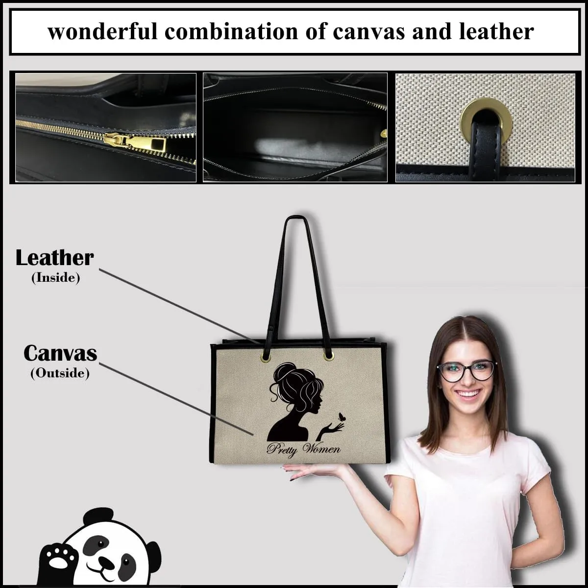 Large Canvas Tote Bag,Wife Friend Couples Bride Bridal Shower Mom Grandma Personalized Gifts