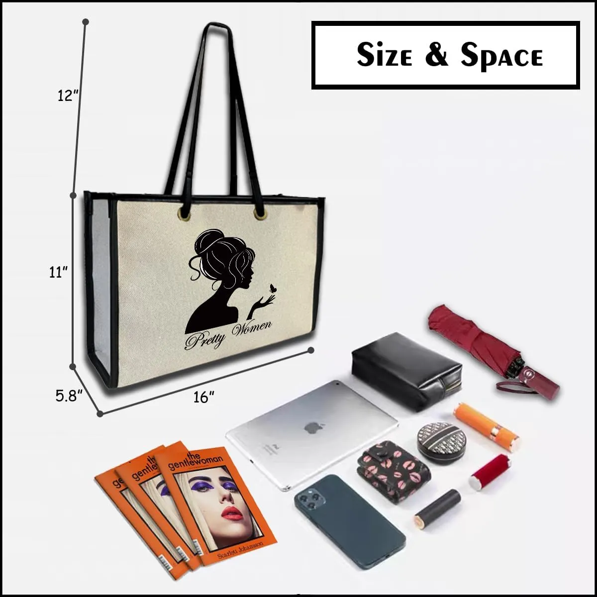 Large Canvas Tote Bag,Wife Friend Couples Bride Bridal Shower Mom Grandma Personalized Gifts