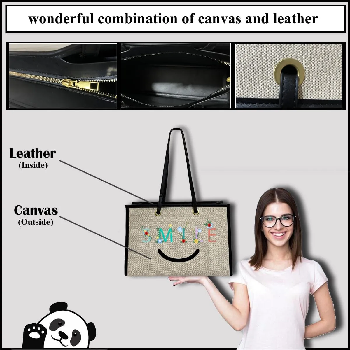 Large Canvas Tote Bag,Wife Friend Couples Bride Bridal Shower Mom Grandma Personalized Gifts